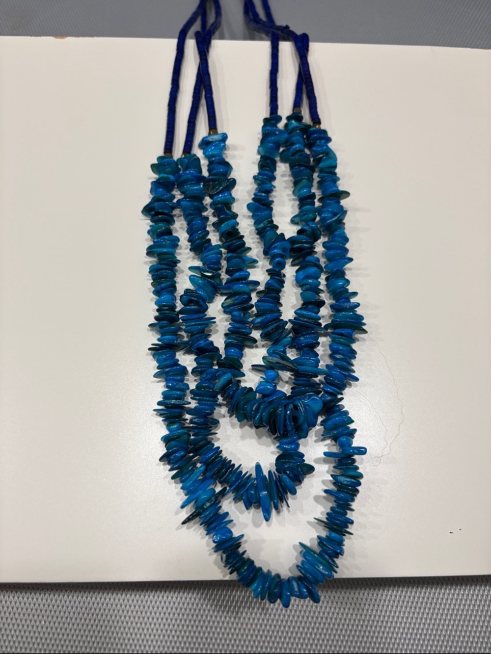 Neiman Marcus Blue Multi-Strand Beaded Necklace - Picture 2 of 4